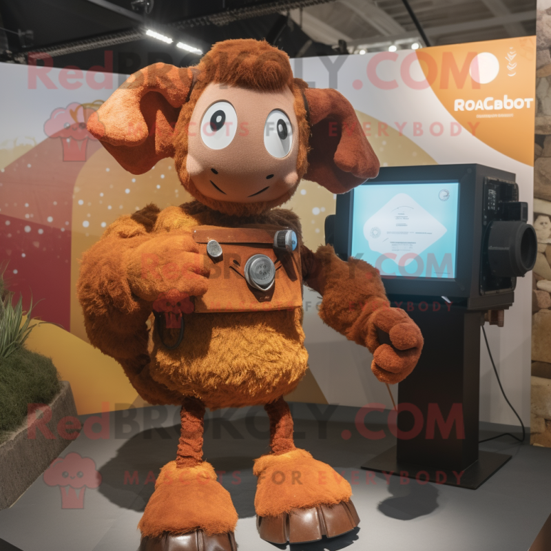 Rust Ram mascot costume character dressed with a Playsuit and Mittens Rust Ram mascot costume character dressed with a Playsuit and Mittens