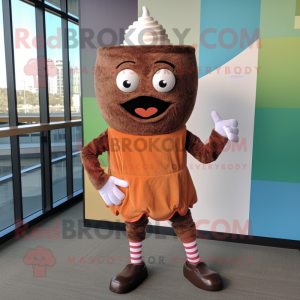 Rust Cupcake mascot costume character dressed with a Dress Pants and Shoe laces