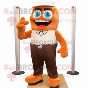 Rust Cupcake mascot costume character dressed with a Dress Pants and Shoe laces
