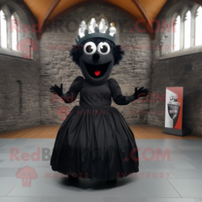Black Irish Castle mascot costume character dressed with a Pleated Skirt and Rings