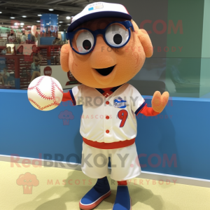 nan Handball Ball mascot costume character dressed with a Baseball Tee and Reading glasses
