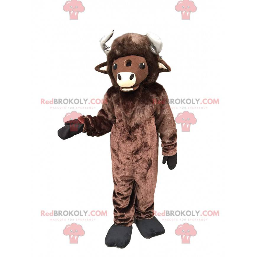Mascote gigante de bisão marrom, fantasia de búfalo -