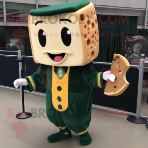 Forest Green Grilled Cheese Sandwich mascot costume character dressed with a Parka and Ties