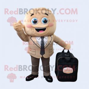 Beige Cupcake mascot costume character dressed with a Blazer and Briefcases