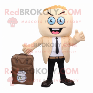 Beige Cupcake mascot costume character dressed with a Blazer and Briefcases