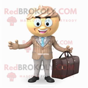 Beige Cupcake mascot costume character dressed with a Blazer and Briefcases