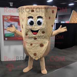 Tan Pizza Slice mascot costume character dressed with a Romper and Gloves