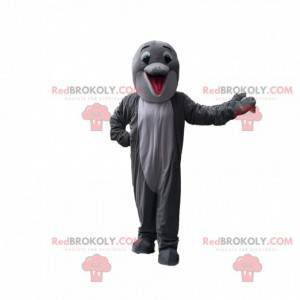 Mascotte de dauphin gris et blanc, costume de dauphin mignon -