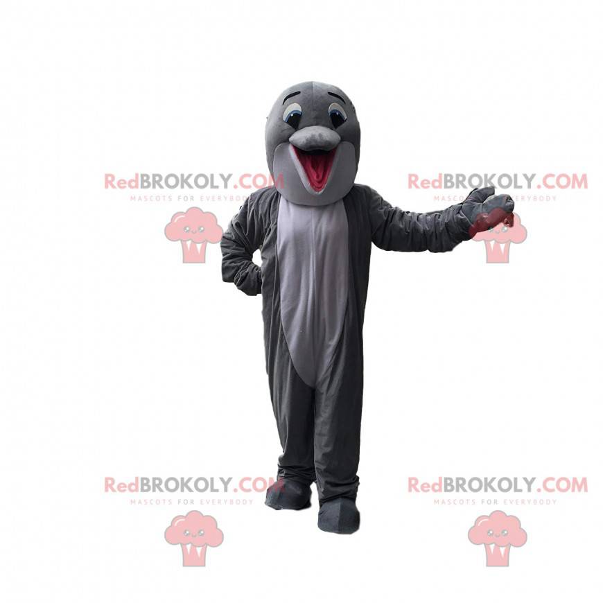 Mascota del delfín gris y blanco, lindo disfraz de delfín - Mascota del delfín gris y blanco, lindo disfraz de delfín -