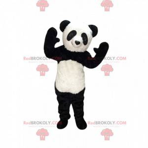 Mascotte de panda noir et blanc, costume d'ours réaliste -