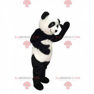 Mascote panda preto e branco, fantasia de urso realista -