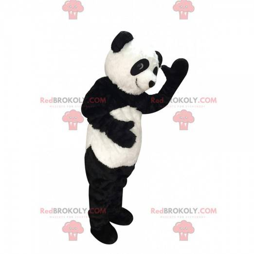 Mascotte de panda noir et blanc, costume d'ours réaliste -
