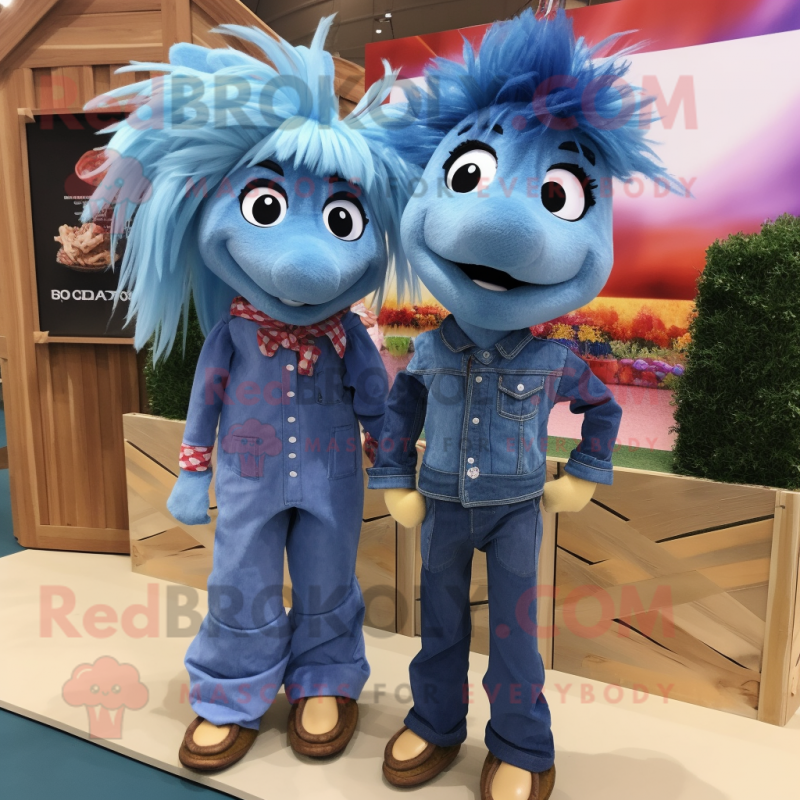 nan Mare mascot costume character dressed with a Boyfriend Jeans and Hair clips