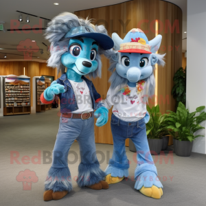 nan Mare mascot costume character dressed with a Boyfriend Jeans and Hair clips