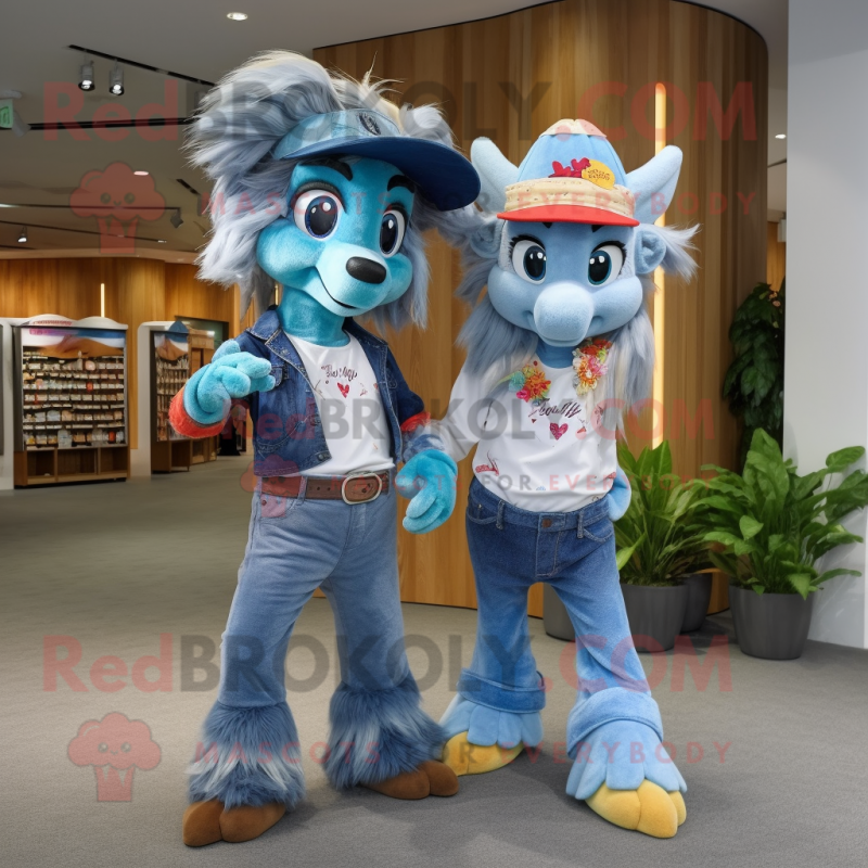 nan Mare mascot costume character dressed with a Boyfriend Jeans and Hair clips nan Mare mascot costume character dressed with a Boyfriend Jeans and Hair clips
