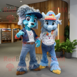 nan Mare mascot costume character dressed with a Boyfriend Jeans and Hair clips