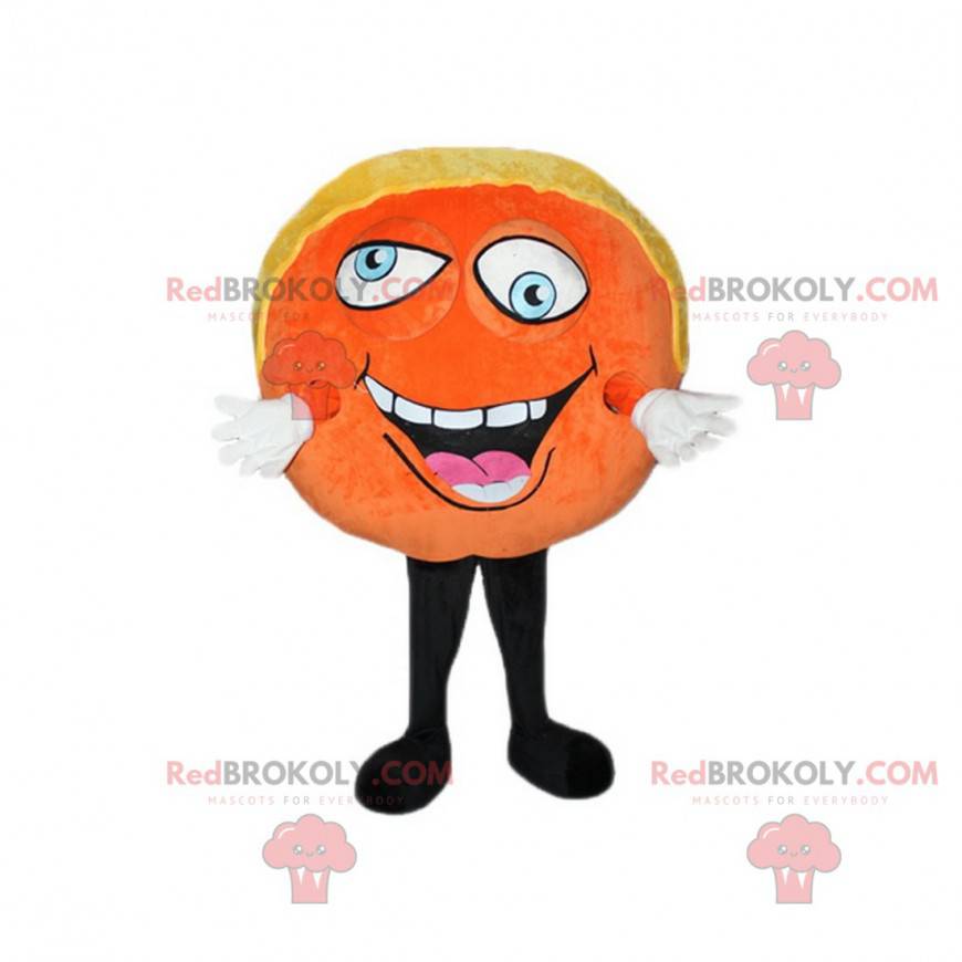 Pomarańczowy tort maskotka, zabawny i kolorowy kostium tort -