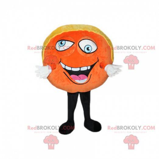 Maskot oranžový dort, zábavný a barevný kostým dortu -