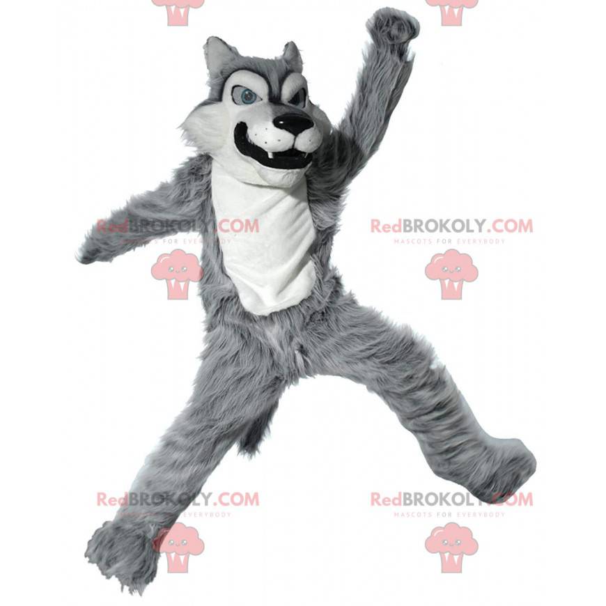 Mascotte De Loup Gris Et Blanc Costume De Taille L 175 180 Cm Mascotte De Loup Gris Et Blanc Costume De Taille L 175 180 Cm