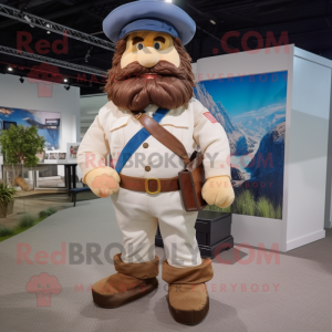 White Civil War Soldier mascot costume character dressed with a Cargo Shorts and Hair clips