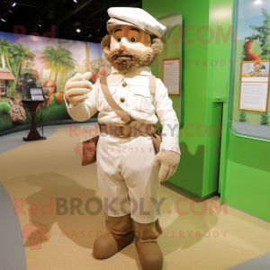 White Civil War Soldier mascot costume character dressed with a Cargo Shorts and Hair clips