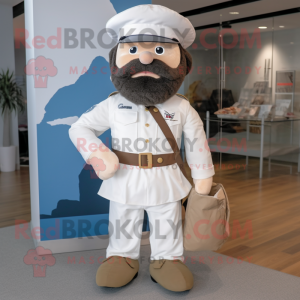 White Civil War Soldier mascot costume character dressed with a Cargo Shorts and Hair clips
