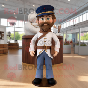 White Civil War Soldier mascot costume character dressed with a Cargo Shorts and Hair clips