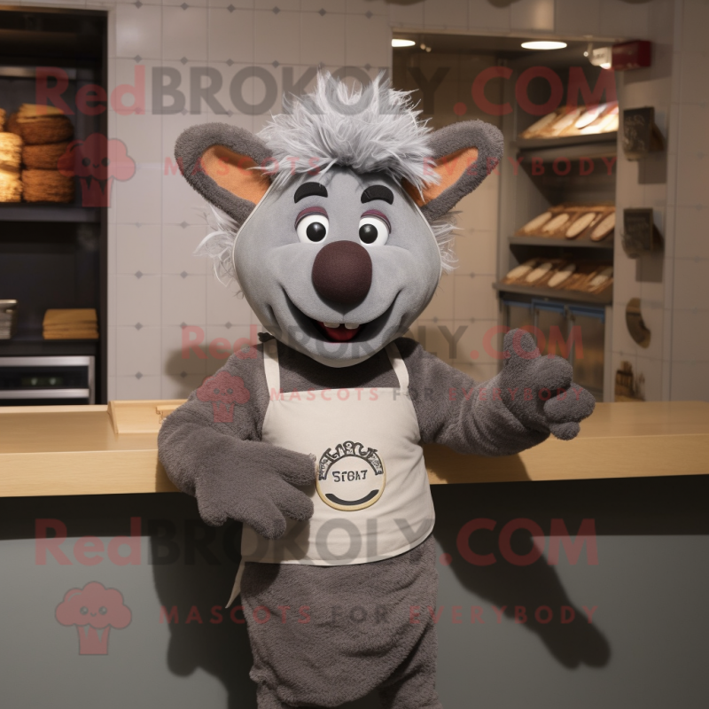 Gray Goulash mascot costume character dressed with a Sweater and Cummerbunds Gray Goulash mascot costume character dressed with a Sweater and Cummerbunds