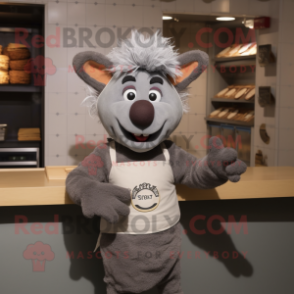 Gray Goulash mascot costume character dressed with a Sweater and Cummerbunds