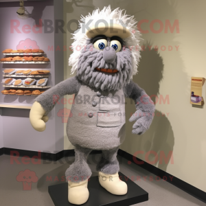 Gray Goulash mascot costume character dressed with a Sweater and Cummerbunds