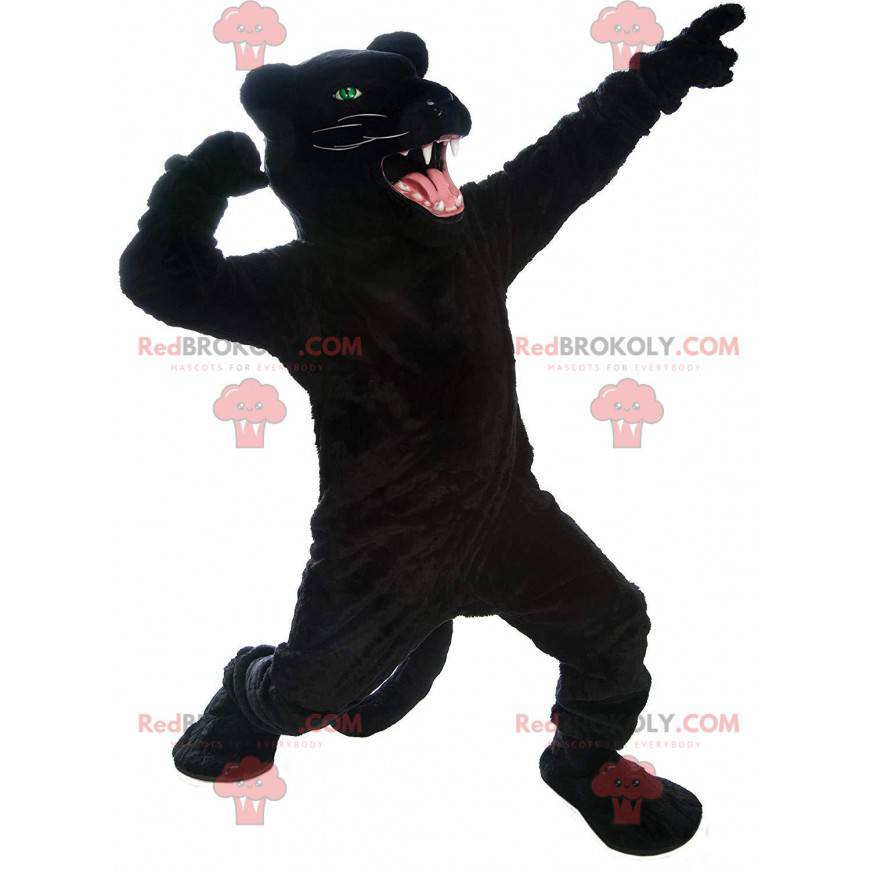 Giant and very realistic black panther mascot, ferocious animal