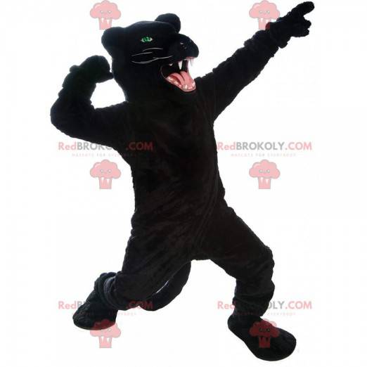 Gigantische en zeer realistische mascotte zwarte panter, woest