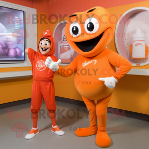 Orange Lobster Bisque mascot costume character dressed with a Joggers and Watches