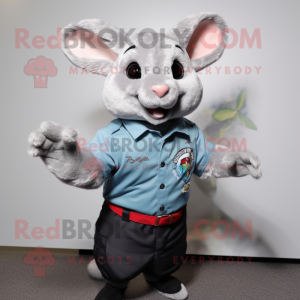 Silver Chinchilla mascot costume character dressed with a Polo Shirt and Bracelets