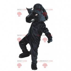 Maskot obřího černého koně, kostým jezdeckého centra -