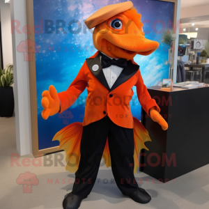 Orange Betta Fish maskot...