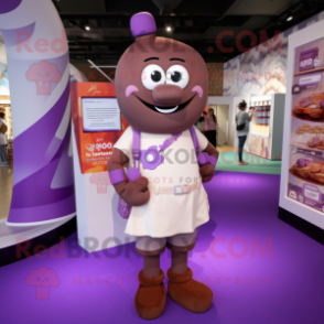 Lavender Chocolates mascot costume character dressed with a Shorts and Bracelets