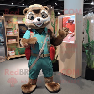 Rust Ferret mascot costume character dressed with a Romper and Wallets