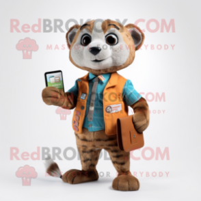 Rust Ferret mascot costume character dressed with a Romper and Wallets