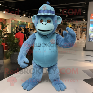 Sky Blue Orangutang maskot...