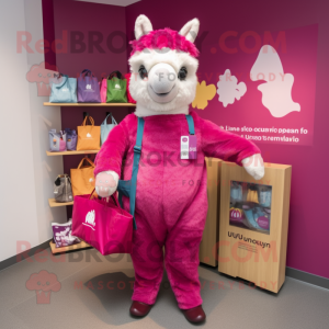 Magenta lama maskot kostume...