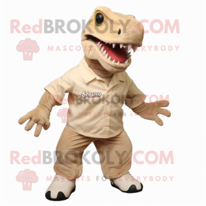 Beige Allosaurus maskot...