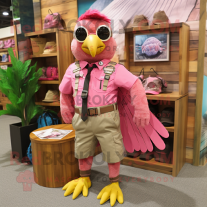 Pink Hawk maskot kostume...