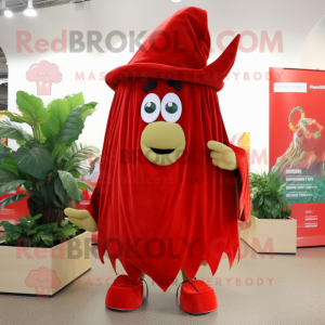 Red Celery mascot costume character dressed with a Cover-up and Hats