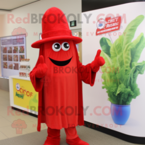 Red Celery mascot costume character dressed with a Cover-up and Hats