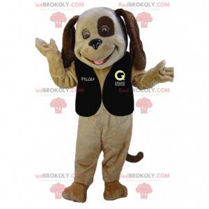 Mascote cachorro marrom bicolor muito sorridente -