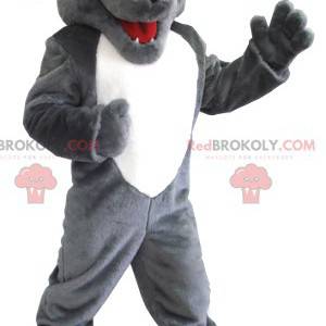 Mascotte de loup gris et blanc - Redbrokoly.com