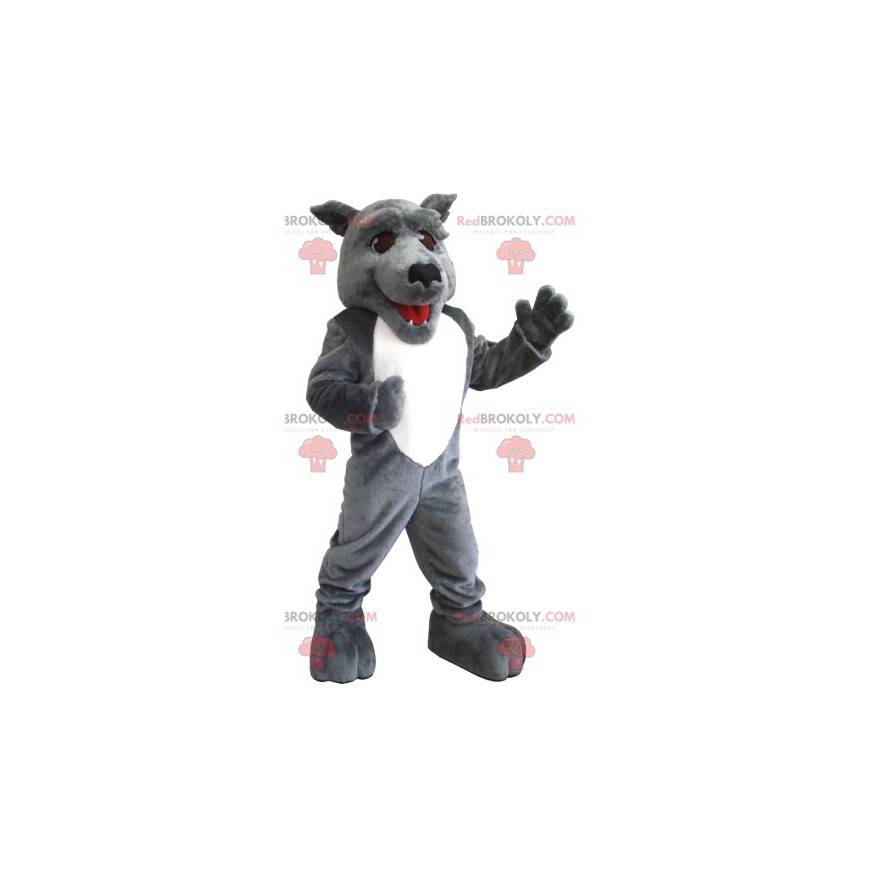 Mascotte grijze en witte wolf - Redbrokoly.com