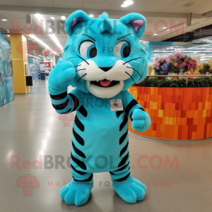 Turkis Tiger maskot kostume...