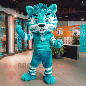 Turkos Tiger maskot kostym...